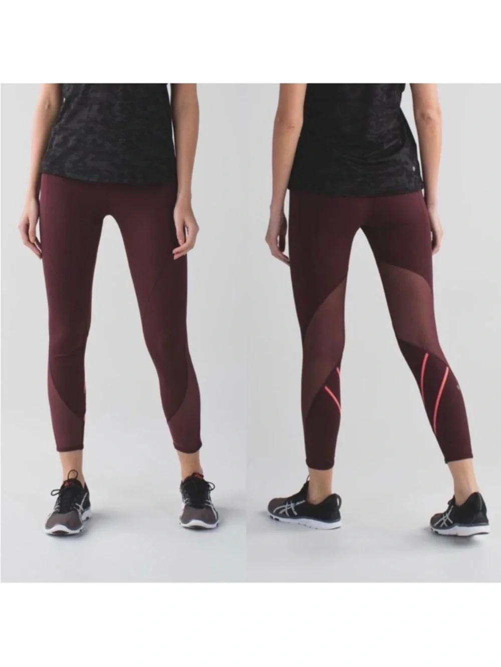 Lululemon All Meshed Up 7/8 Tight Legging Bordeaux Drama / Flash Light Size 4